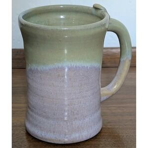 Studio Art Pottery Coffee Mug Cup Lavender Green Crucifix Footprints "Mark"